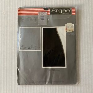 NWT Vintage 80’s Ergee Boutique Hosiery Black Stockings Gold Seam Size L